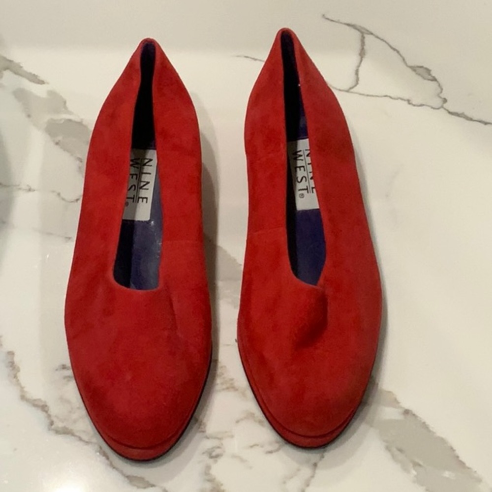 Nine West Red Suede Loafer Flats